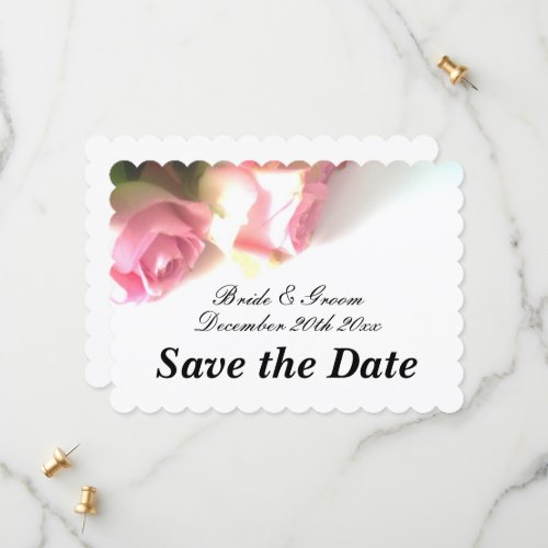 Traditional pink rose flower wedding save the date