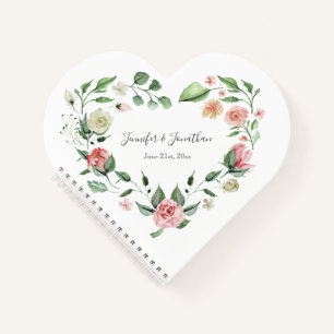 Traditional Pink Roses with Names Wedding Notebook