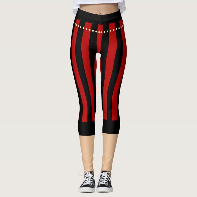 Traditional Pirate Pants Red Black Leggings (Front)