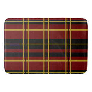 Traditional Plaid Black, Butter Cream, Dark Red Bath Mat