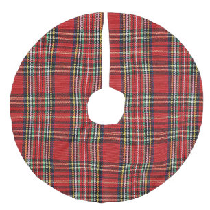 “Traditional Plaid Christmas Design” Faux Linen Tree Skirt