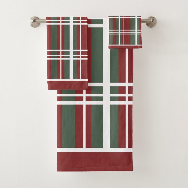 Traditional Plaid Christmas Shades  Bath Towel Set (Insitu)