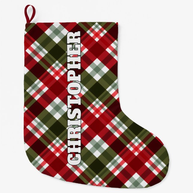 Traditional Plaid Christmas Stocking (Front)