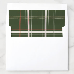 Traditional Plaid Cozy Cabin Olive Green Christmas Envelope Liner
