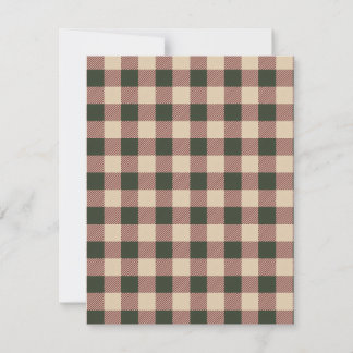 Traditional plaid green red and beige wrapping note card