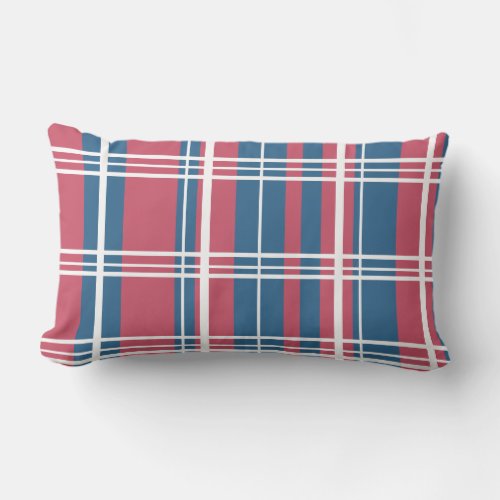 Traditional Plaid Navy Red Shades with White Lumbar Pillow