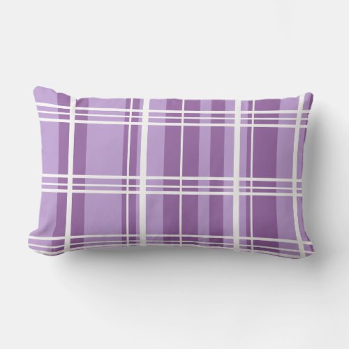 Traditional Plaid Purple Shades with White    Lumbar Pillow