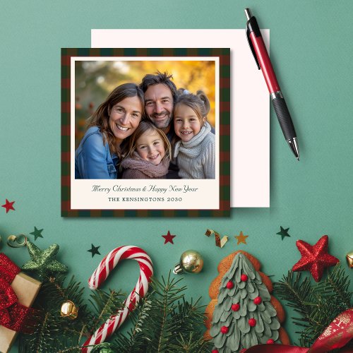 Traditional PlaidTartan Holiday Photo Card