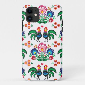 Traditional Polish Floral Folk Embroidery Pattern Iphone 11 Case by RedKoala at Zazzle