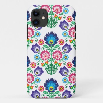 Traditional Polish Floral Folk Embroidery Pattern Iphone 11 Case by RedKoala at Zazzle