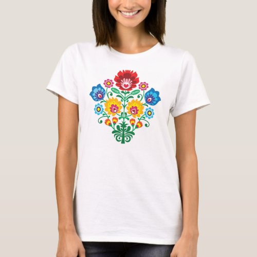 Traditional Polish floral folk embroidery pattern T_Shirt