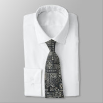 Traditional Polynesian Tapa Cloth Pattern Neck Tie Traditional Polynesian Tapa Cloth Pattern Neck Tie