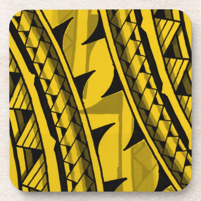 Traditional Polynesian tribal design/tattoo Coaster (Front)