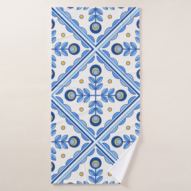 Traditional Portugal Lisbon azulejo ceramic tiles. Bath Towel (Bath Towel)