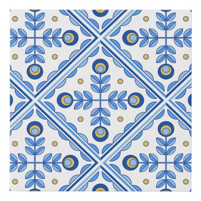 Traditional Portugal Lisbon azulejo ceramic tiles. Faux Canvas Print (Front)