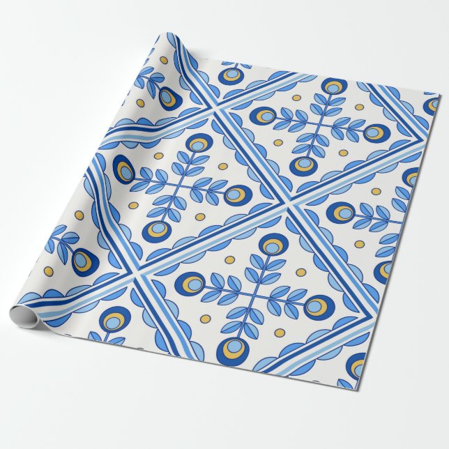 Traditional Portugal Lisbon azulejo ceramic tiles. Wrapping Paper (Unrolled)
