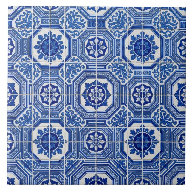 Traditional Portuguese Azulejo Ceramic Tile (Front)