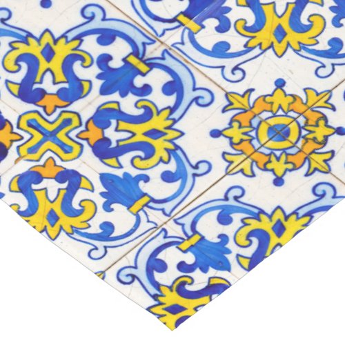 Traditional Portuguese Azulejo Pattern Long Table Runner