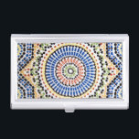 Traditional Portuguese Azulejo Tile Pattern Business Card Case<br><div class="desc">Traditional Portuguese Azulejo Tile Pattern Spanish and Portuguese Accent Business Card Cases</div>