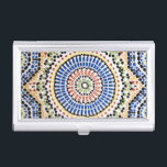 Traditional Portuguese Azulejo Tile Pattern Business Card Case<br><div class="desc">Traditional Portuguese Azulejo Tile Pattern Spanish and Portuguese Accent Business Card Cases</div>