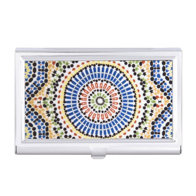 Traditional Portuguese Azulejo Tile Pattern Business Card Case (Front)