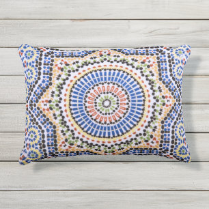 Traditional Portuguese Azulejo Tile Pattern Outdoor Pillow