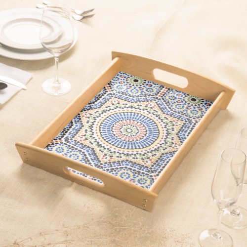 Traditional Portuguese Azulejo Tile Pattern Serving Tray
