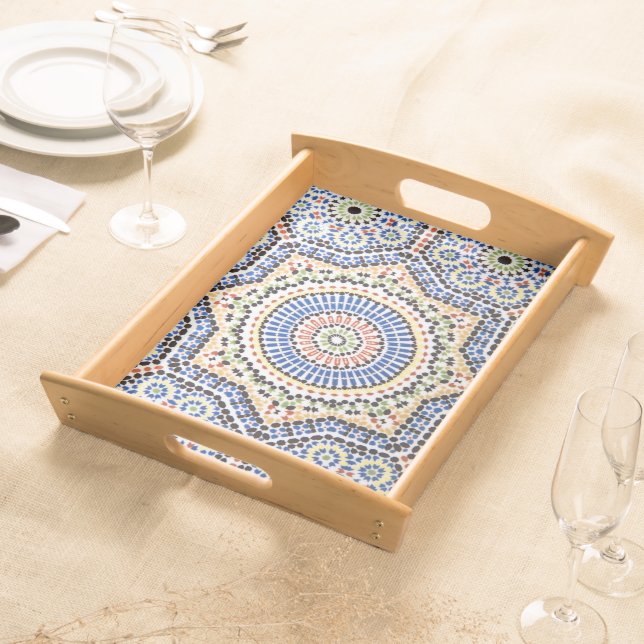 Traditional Portuguese Azulejo Tile Pattern Serving Tray (Front)