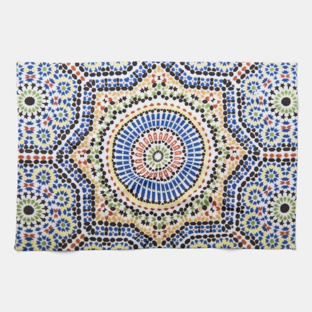 Traditional Portuguese Azulejo Tile Pattern Towel (Horizontal)