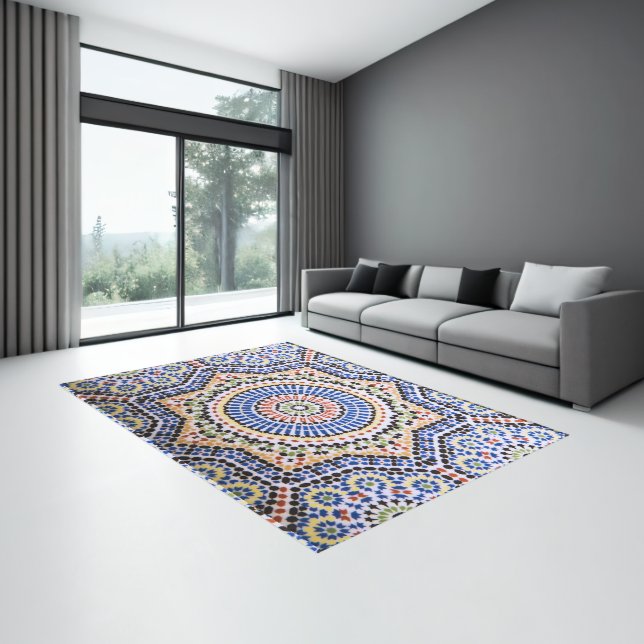 Traditional Portuguese Azulejo Tile Textured  Rug (Insitu (Indoor 3))