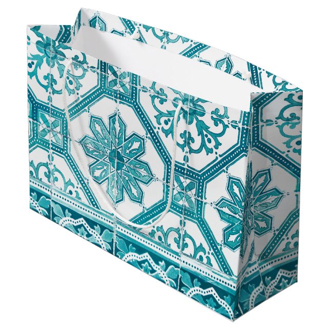 Traditional Portuguese blue tiles design Large Gift Bag (Back Angled)
