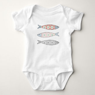 Traditional Portuguese icon. Colored sardines Baby Bodysuit