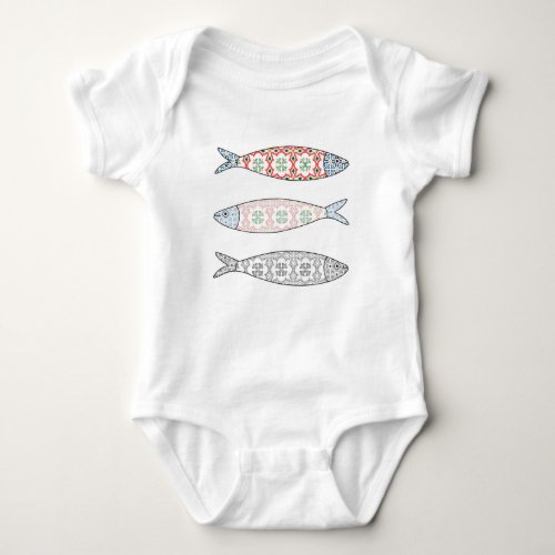 Traditional Portuguese icon Colored sardines Baby Bodysuit