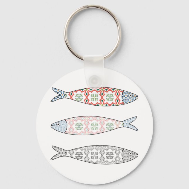 Traditional Portuguese icon. Colored sardines Keychain (Front)