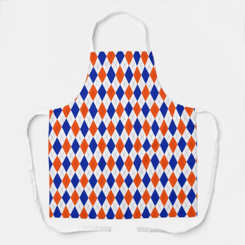 Traditional Preppy Argyle in Orange and Blue Apron