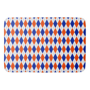 Traditional Preppy Argyle in Orange and Blue Bath Mat