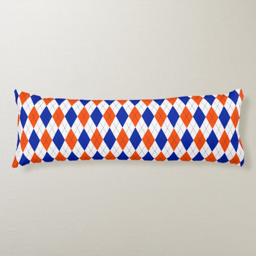 Traditional Preppy Argyle in Orange and Blue Body Pillow