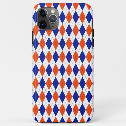 Traditional Preppy Argyle in Orange and Blue iPhone 11 Pro Max Case