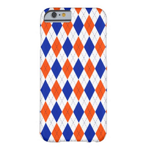 Traditional Preppy Argyle in Orange and Blue Barely There iPhone 6 Case