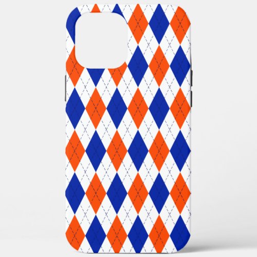 Traditional Preppy Argyle in Orange and Blue iPhone 12 Pro Max Case