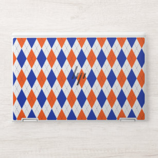 Traditional Preppy Argyle in Orange and Blue HP Laptop Skin