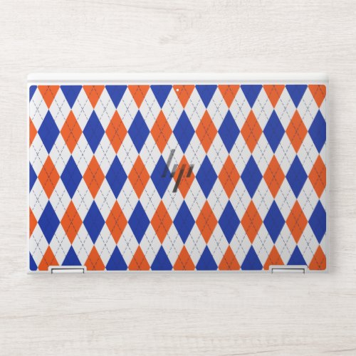 Traditional Preppy Argyle in Orange and Blue HP Laptop Skin