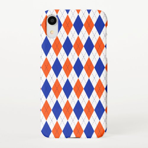 Traditional Preppy Argyle in Orange and Blue iPhone XR Case