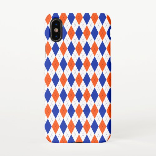 Traditional Preppy Argyle in Orange and Blue iPhone X Case