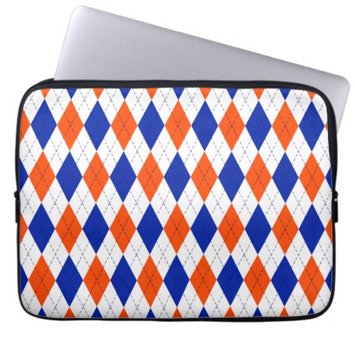 Traditional Preppy Argyle in Orange and Blue Laptop Sleeve