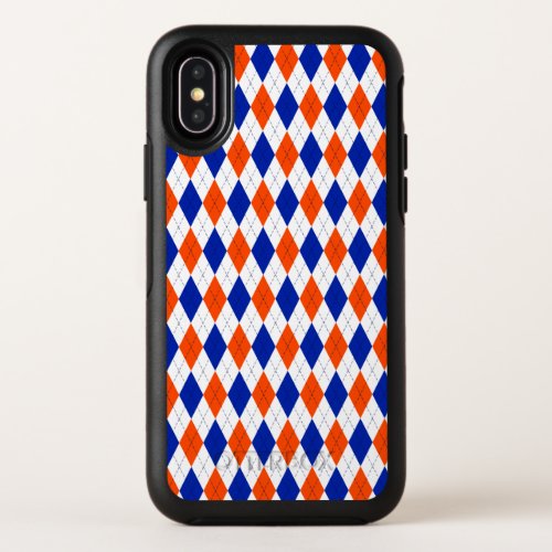 Traditional Preppy Argyle in Orange and Blue OtterBox Symmetry iPhone X Case