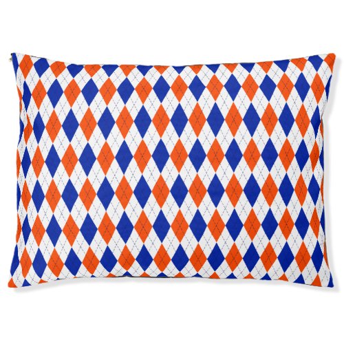 Traditional Preppy Argyle in Orange and Blue Pet Bed