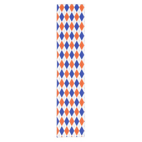 Traditional Preppy Argyle in Orange and Blue Short Table Runner