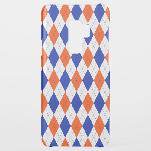 Traditional Preppy Argyle in Orange and Blue Uncommon Samsung Galaxy S9 Plus Case