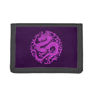 Traditional Purple Chinese Dragon Circle Trifold Wallet